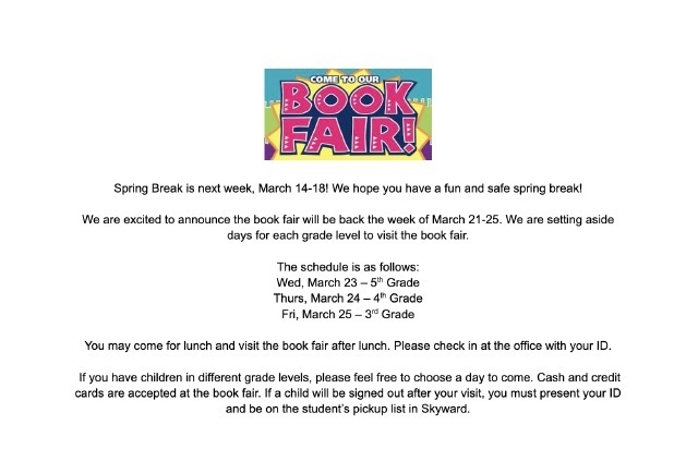 spring break and book fair