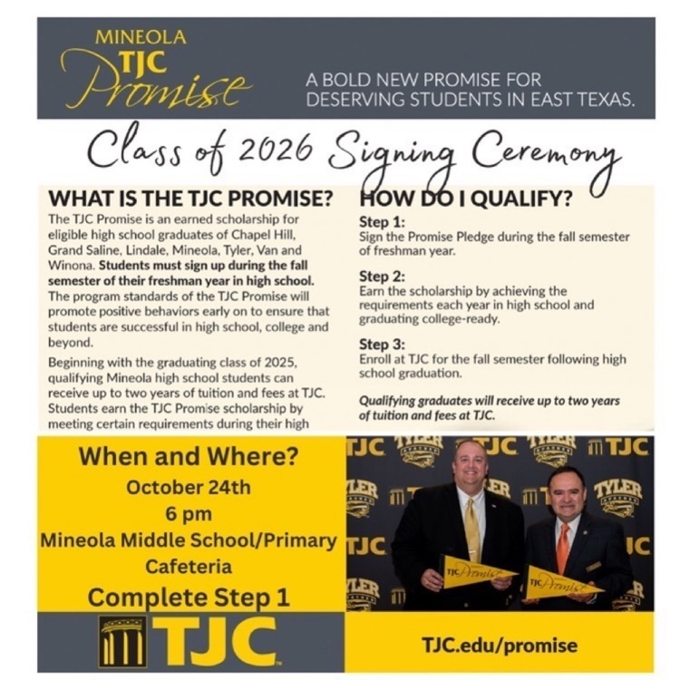 Mineola-TJC Promise Signing Ceremony