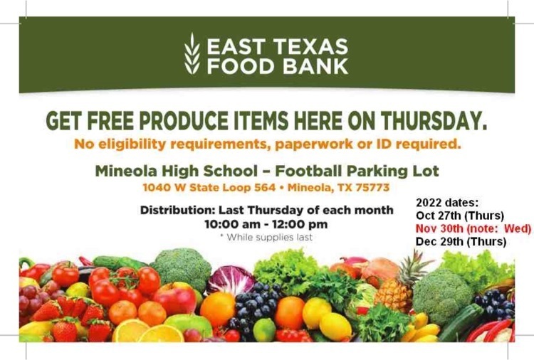 East Texas Food Bank Flier (English)