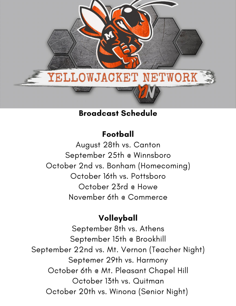 Yellowjacket Network Broadcast Schedule